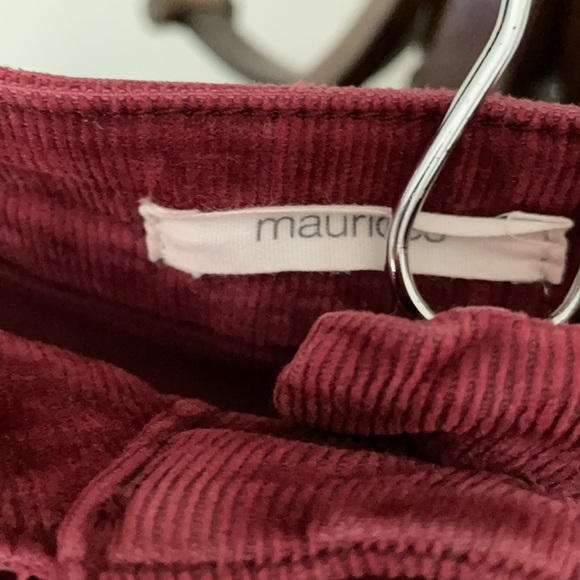 Dark red corduroy A line button down mini skirt - Picture 6 of 7